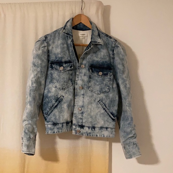 Isabel Marant Etoile Iolinea Acid Wash Jean Denim Puff Sleeve Jacket S/36 - Picture 10 of 12